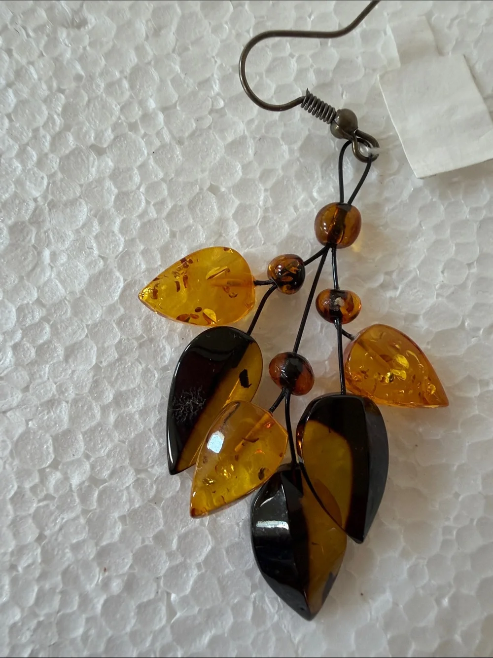 Amber Multi-Tone Leaf Necklace & Earrings Set from Latvia